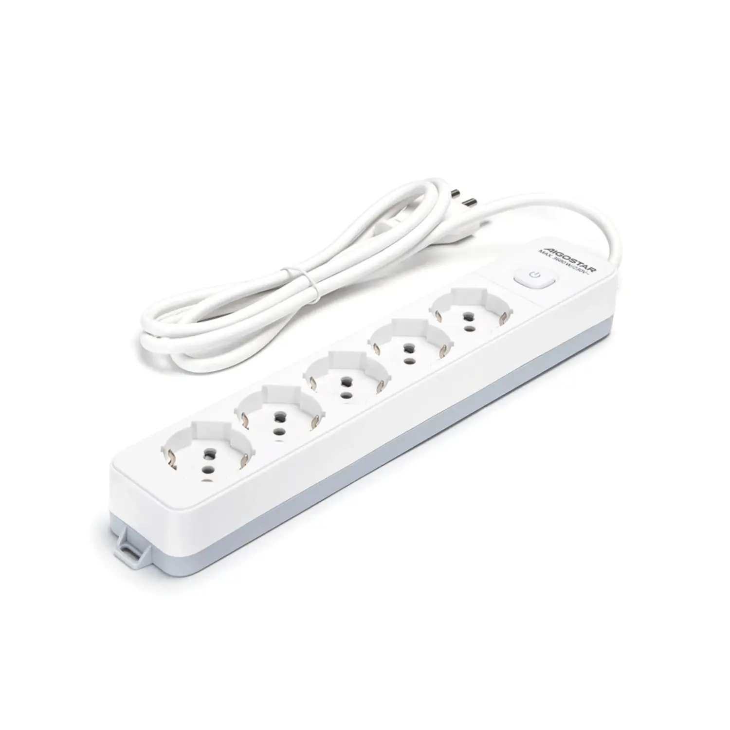 foto del prodotto aigostar multipresa ciabatta elettrica bipasso schuko con interruttore 5 prese bipasso 10-16a schuko