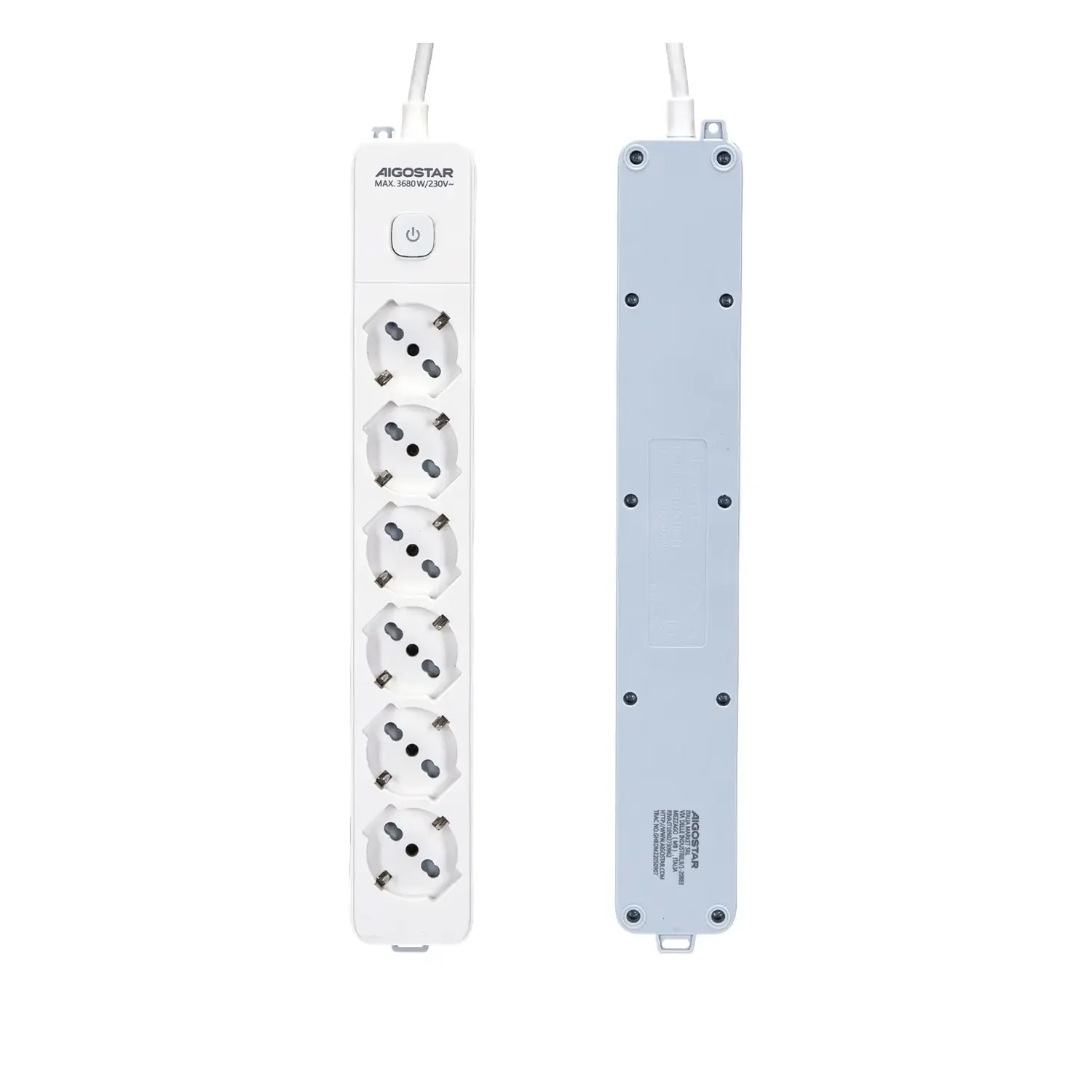 foto del prodotto aigostar multipresa ciabatta elettrica bipasso schuko con interruttore 6 prese bipasso 10 16a schuko