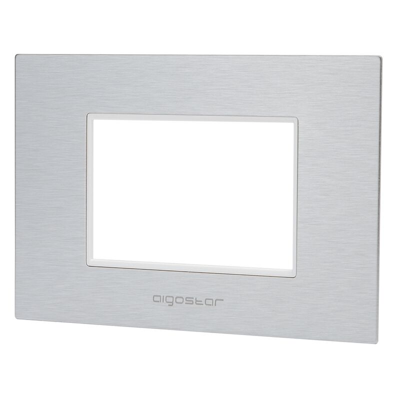 foto del prodotto aigostar placca 3 moduli 503 in alluminio argento compatibile anche con bticino livinglight