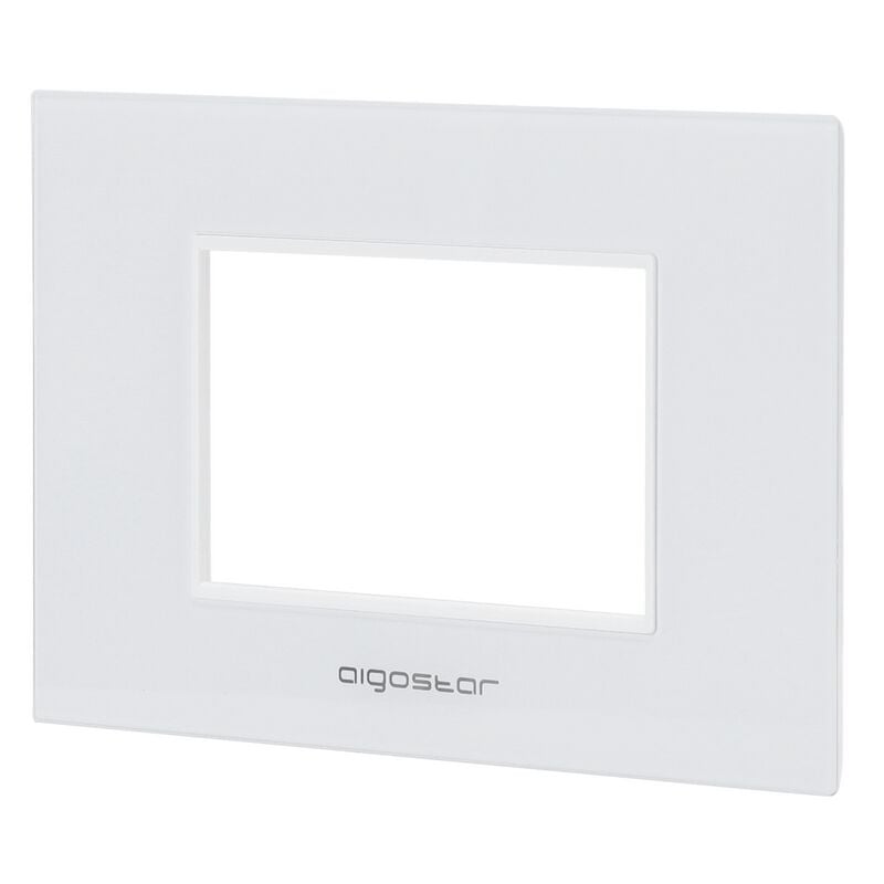 foto del prodotto aigostar placca 3 moduli 503 in vetro bianca compatibile anche con bticino livinglight
