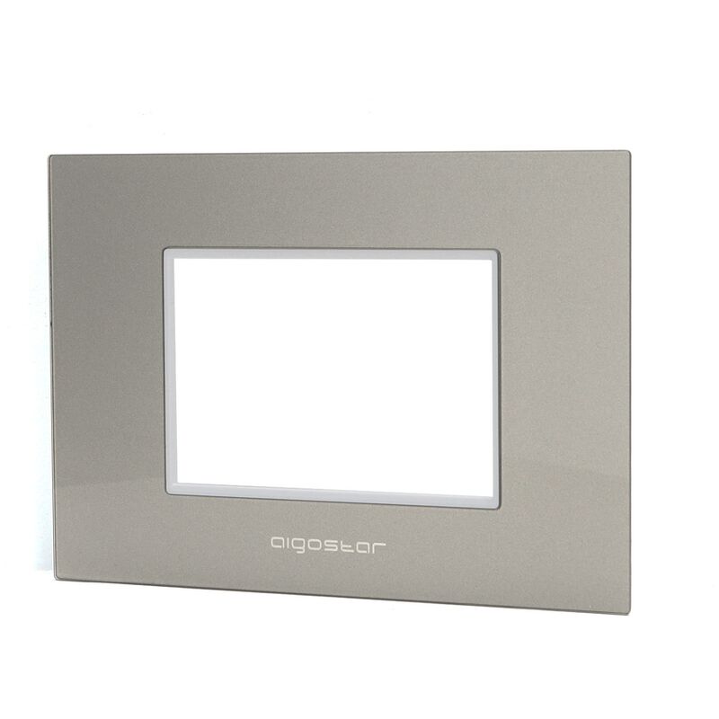 foto del prodotto aigostar placca 3 moduli 503 in vetro grigia compatibile anche con bticino livinglight