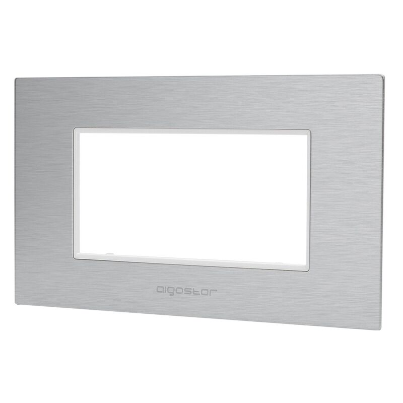 foto del prodotto aigostar placca 4 moduli 504 in alluminio argento compatibile anche con bticino livinglight