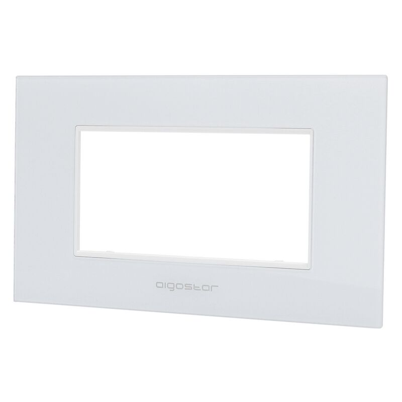 foto del prodotto aigostar placca 4 moduli 504 in vetro bianca compatibile anche con bticino livinglight