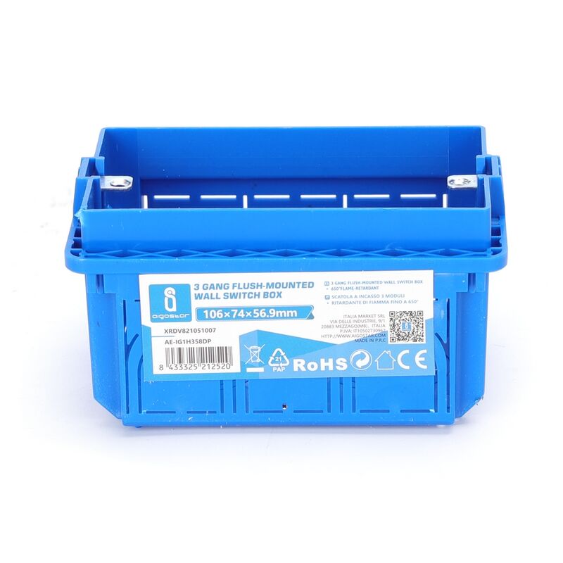 foto del prodotto aigostar scatola portafrutti 503 cassetta da incasso 3 moduli colore blu