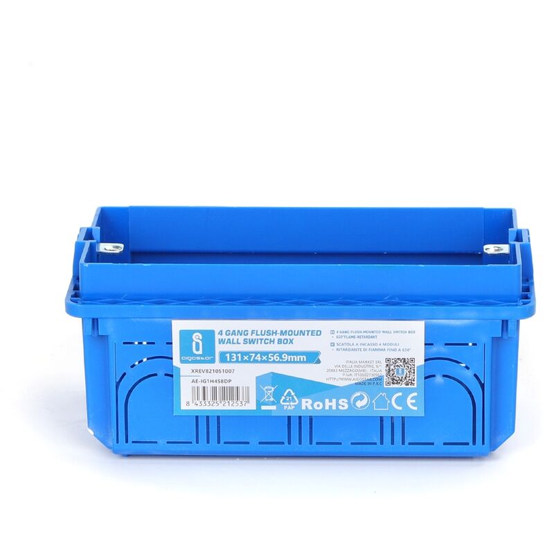 foto del prodotto aigostar - scatola portafrutti 504 cassetta da incasso 4 moduli colore blu