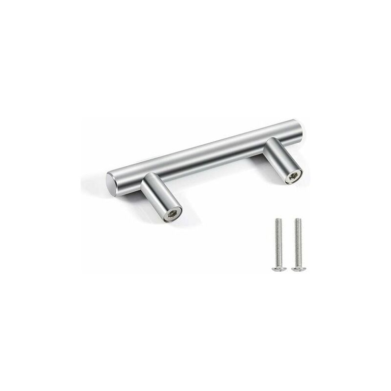 foto del prodotto aiperq 10 maniglie per porte in acciaio inossidabile maniglie per mobili, maniglie per armadi con viti argento, distanza centrale 64 mm