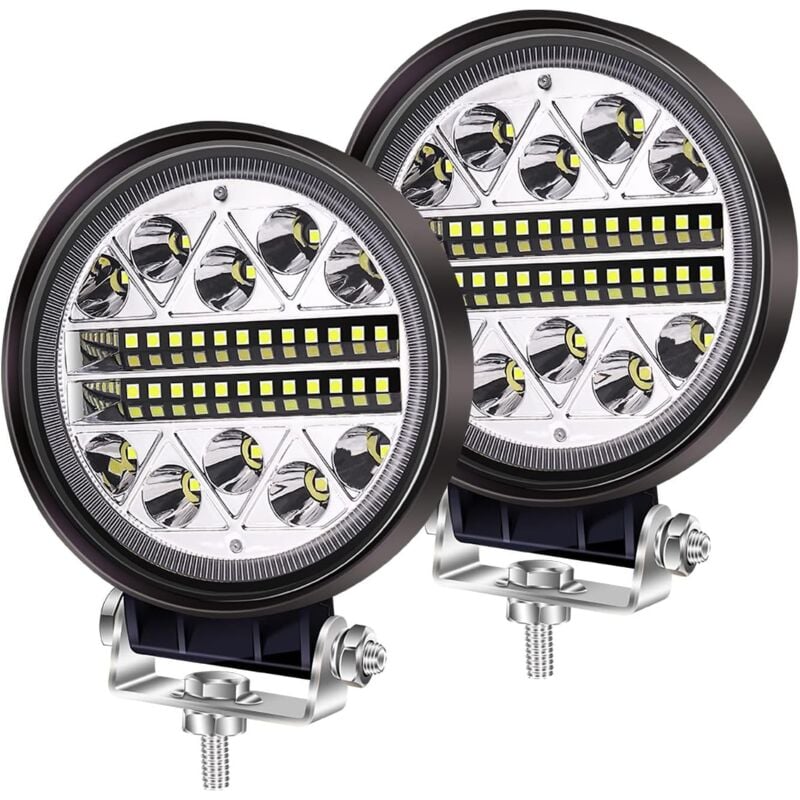 foto del prodotto aiperq 102w led luce da lavoro fuoristrada luci antinebbia, 2 pezzi led rotondi faretti flood combo luci 12v 24v luci ausiliarie per camion