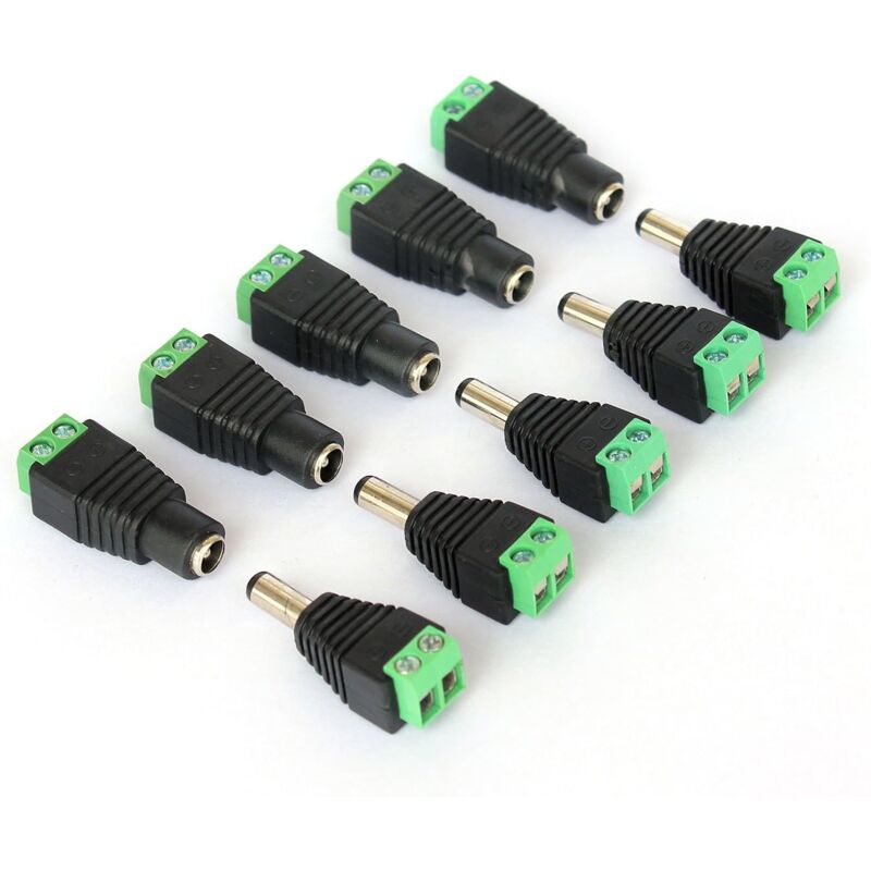 foto del prodotto aiperq 10x connettore dc maschio femmina per telecamera cctv 2,1 x 5,5 mm