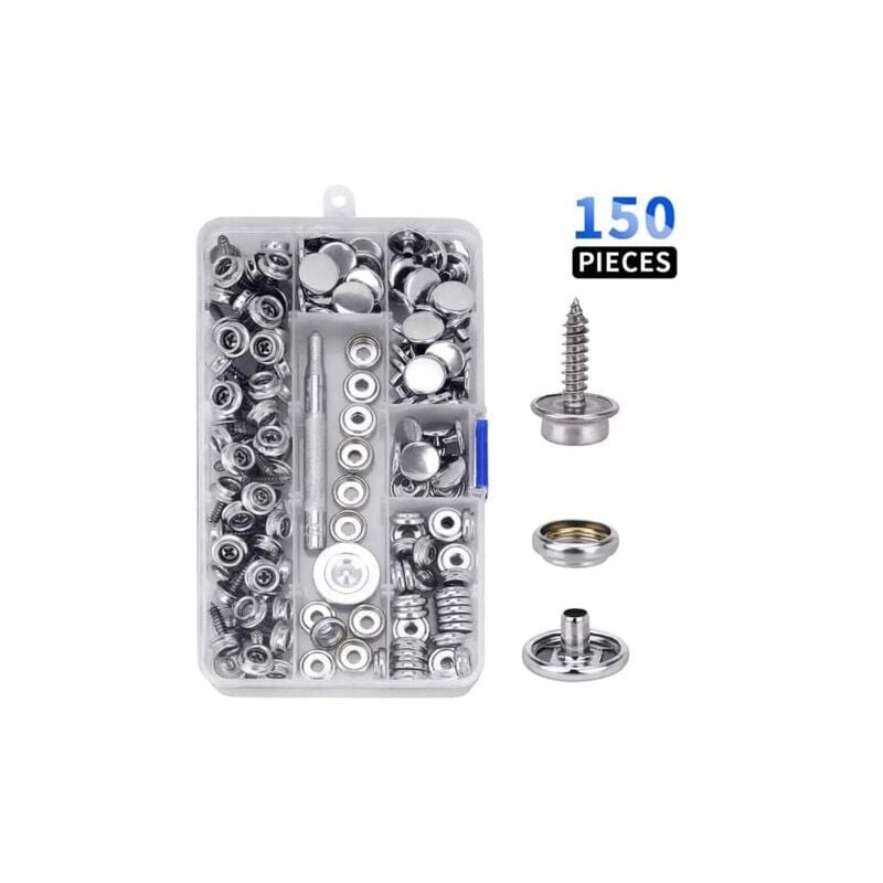 foto del prodotto aiperq 150 pezzi in acciaio inossidabile di grado marino da 10 mm per tappezzeria di ponti di barche, accessori in tela, bottoni a pressione, viti,