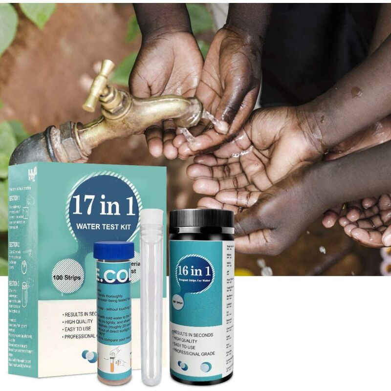 foto del prodotto aiperq 17 in 1 water quality test paper combinazione e. coli water test kit per test di qualit dell acqua domestica easy quick test 100 pezzi