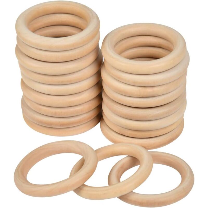 foto del prodotto aiperq 20 pezzi anelli in legno naturale 70mm anelli in legno grezzo per gioielli fatti a mano acchiappasogni ciondolo connettori rotondi in legno