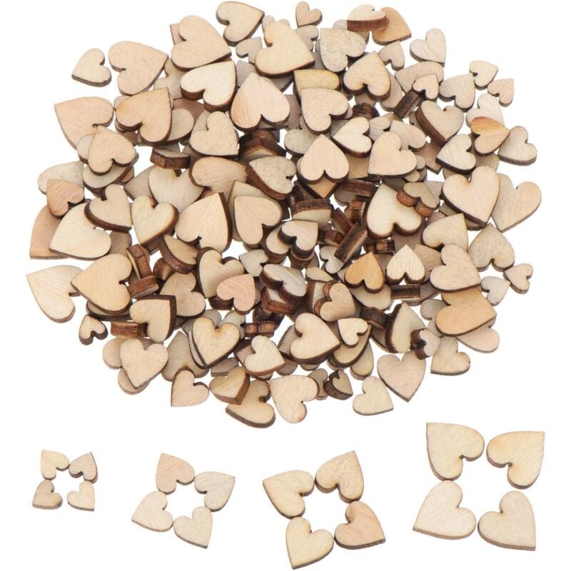 foto del prodotto aiperq 200 pezzi mini cuori di legno abbellimento vuoto a forma di cuore in legno per artigianato fai da te per matrimoni