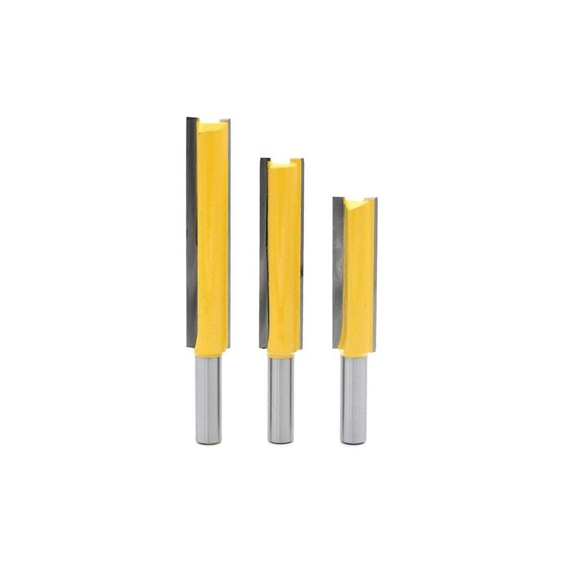 foto del prodotto aiperq 3 pezzi di fresa extra lunga con gambo da 8 mm, fresa per lavorazione del legno extra lunga, fresa dritta 8 mm x 1 2 x 50,8 mm, 8 mm x 1 2 