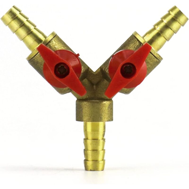 foto del prodotto aiperq 3 vie tubo flessibile connettore splitter, ottone e lega di zinco, 8 mm valvola a sfera per acqua, olio e gas per irrigazione giardino 1 pz 