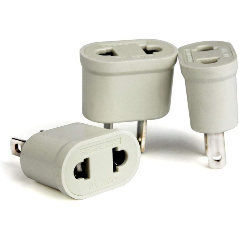 foto del prodotto aiperq 3pcs fr a us adattatore convertitore spina europea a spina americana per collegare dispositivi francesi francia europa agli usa per andare