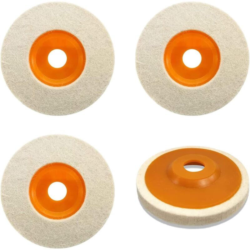 foto del prodotto aiperq 4 dischi lucidanti per smerigliatrice diametro 125 mm, diametro foro smerigliatrice angolare 22 mm, mola lucidante in feltro di lana per