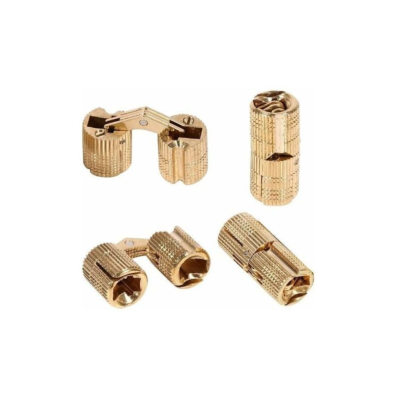 foto del prodotto aiperq 4 pezzi cerniere cilindriche cerniera invisibile cerniera a barilotto in ottone per fai da te scatola portagioie artigianato 10 mm 