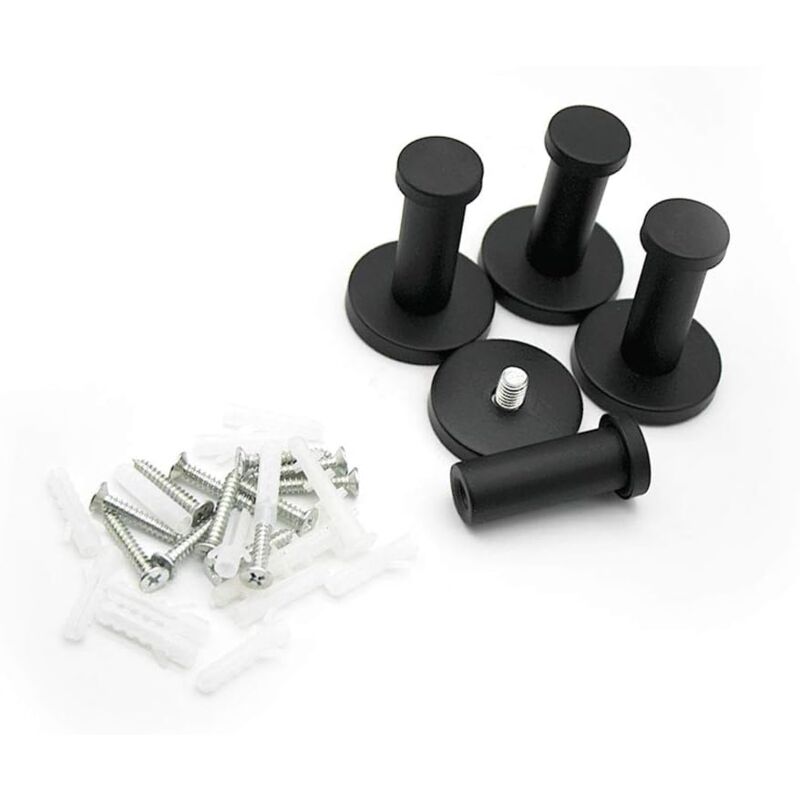 foto del prodotto aiperq 4 pezzi ganci da parete rotondi neri, gancio da parete in acciaio inossidabile da 53 mm adatto per appendere oggetti in cucina, bagno e