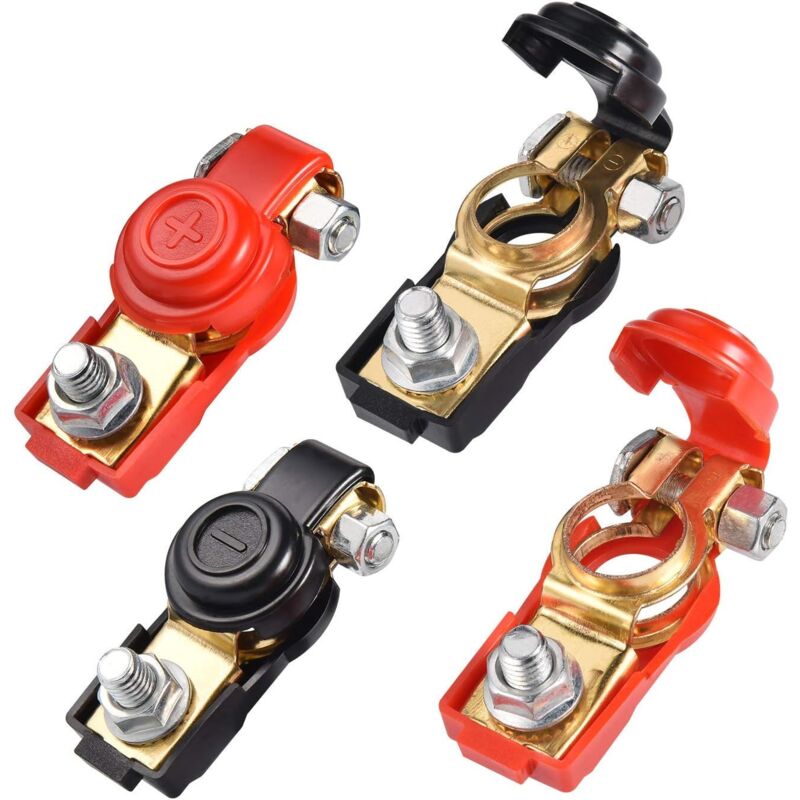foto del prodotto aiperq 4 pezzi terminali batteria morsetto batteria a sgancio rapido 12v positivo e connettori terminali batteria auto negativi, 12v 24v 48v per