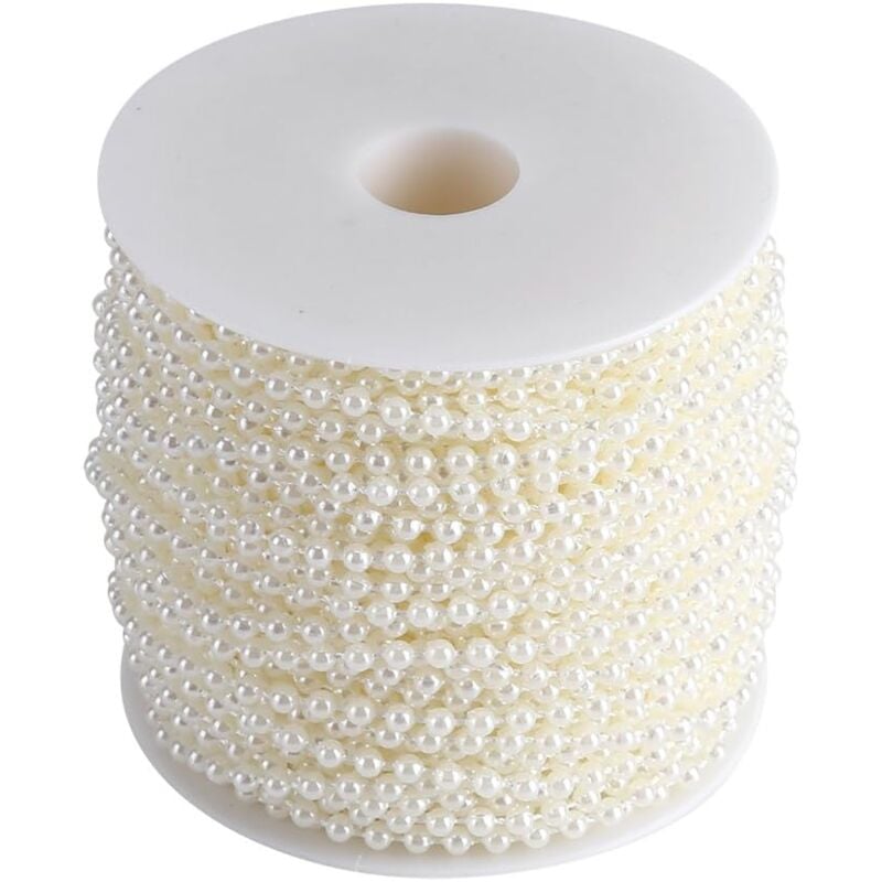 foto del prodotto aiperq 40m rotolo 4mm catena di perle artificiali ornamenti catena di perle simulate per festa di nozze beige 