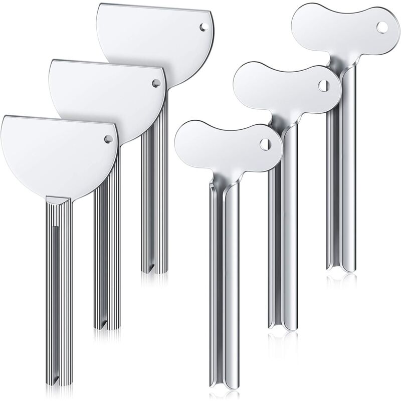 foto del prodotto aiperq 6 pezzi spremi dentifricio in metallo spremi tubetto in acciaio inox chiave rullo spremi tubetto crema strumento per bagno di famiglia