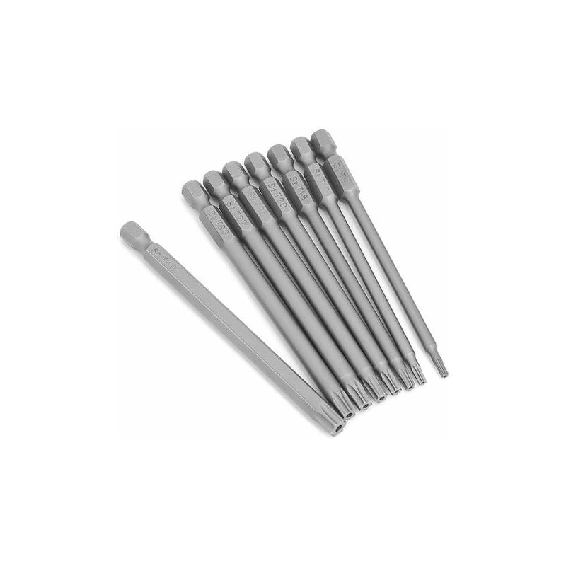 foto del prodotto aiperq 8 pezzi 1 4 punte cacciavite torx magnetiche lunghe testa a stella 100 mm di lunghezza 6 punte set di utensili elettrici torx 8