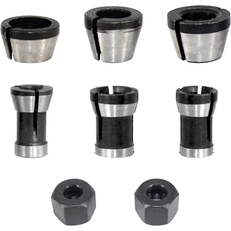 foto del prodotto aiperq 8 pezzi 6,35 8 mm mandrino portapinza per fresa, adattatore convertitore per testa di fresatura per fresa per legno per macchine per incisione