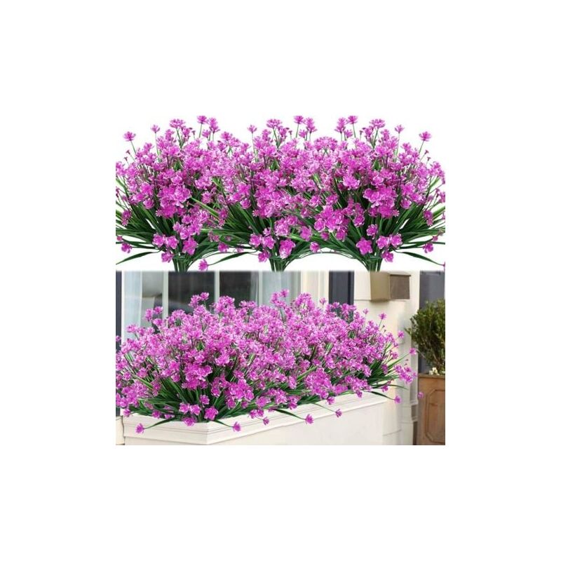foto del prodotto aiperq 8 pezzi di piante e fiori artificiali per esterni, resistenti ai raggi uv
