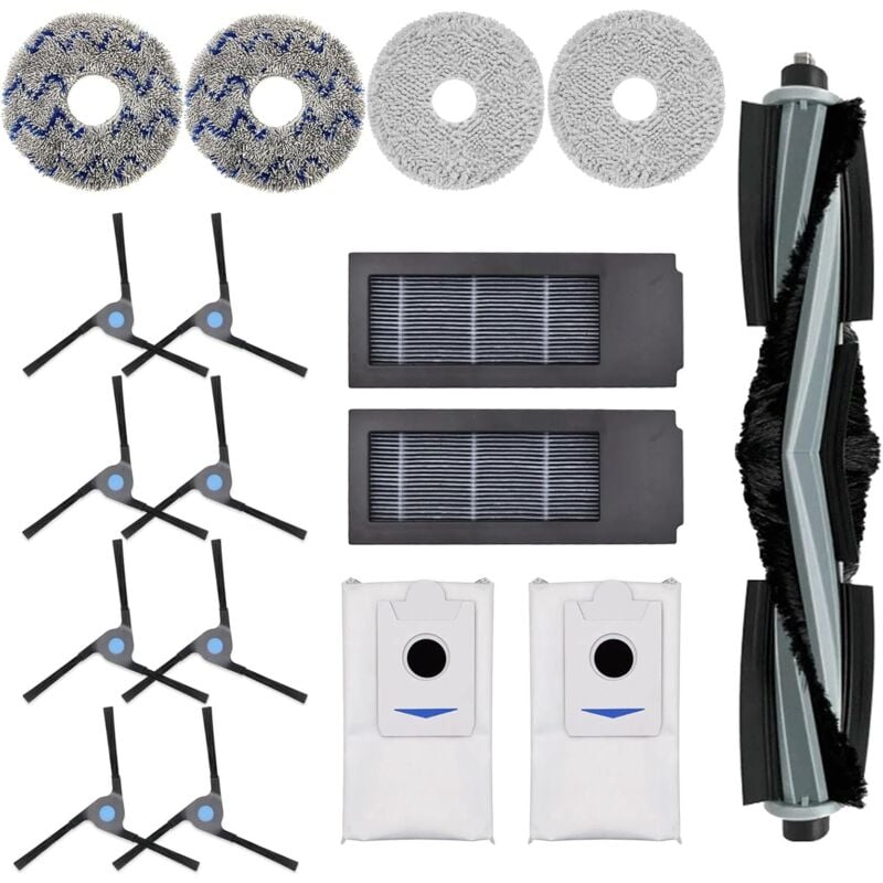 foto del prodotto aiperq accessori per ricambi aspirapolvere ecovacs deebot x2, x2 omni, x2 pro, dex86, 1 spazzola principale, 8 spazzole laterali, 4 panni per la