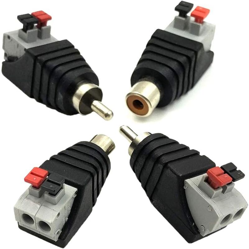 foto del prodotto aiperq adattatore connettore a molla a pressione av audio video 2 coppie rca maschio femmina a 2 pin femmina