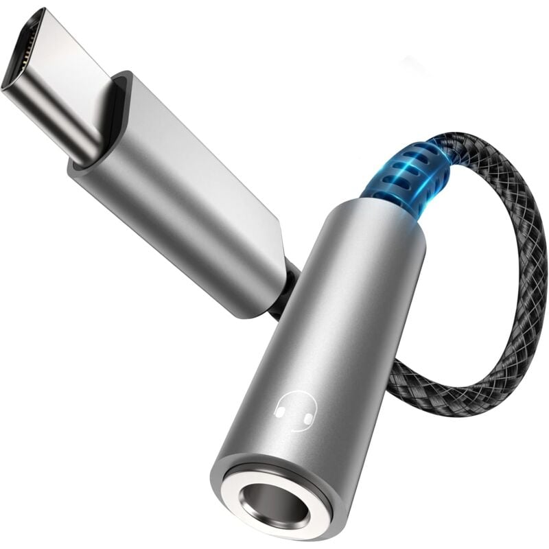 foto del prodotto aiperq adattatore jack usb c adattatore jack usb c di tipo c, adattatore audio aux da 3,5 mm a jack in nylon con chip dac per samsung galaxy s22