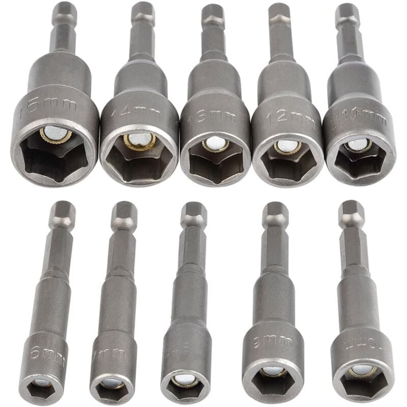 foto del prodotto aiperq adattatore per punta per cacciavite da 10 pezzi 6 15mm, adattatore per punta per cacciavite esagonale per trapano a mano, cacciavite