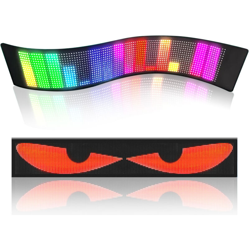 foto del prodotto aiperq adesivo dinamico per luce posteriore auto, schermo led flessibile, devil eye 100350mm