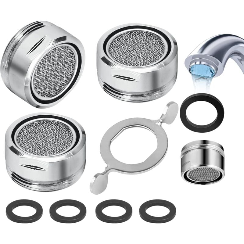 foto del prodotto aiperq aeratore per rubinetto m24, aeratore per rubinetto a risparmio idrico in 3 pezzi con filtro in acciaio inossidabile e abs, con 3