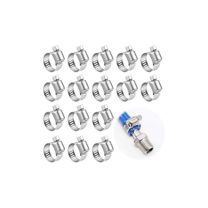 foto del prodotto aiperq aiper 25 pezzi fascette stringitubo in metallo 6 12 mm, fascetta stringitubo regolabile in acciaio inossidabile 304 per tubi dell acqua