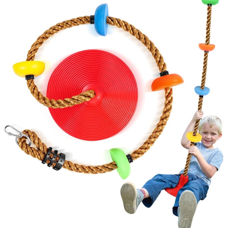 foto del prodotto aiperq altalena da arrampicata con corda, piattaforma e seggiolino, accessori per giochi all aperto per bambini