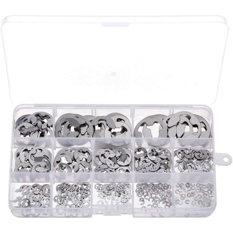 foto del prodotto aiperq anelli elastici 400 pezzi anelli elastici tipo e anelli elastici esterni e anelli elastici assortimento anelli elastici in acciaio