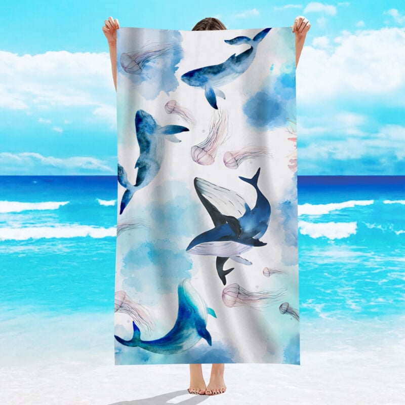 foto del prodotto aiperq asciugamano da spiaggia 70x150 cm, telo da spiaggia in velluto monofacciale, telo da bagno in microfibra, assorbente per il sudore, con
