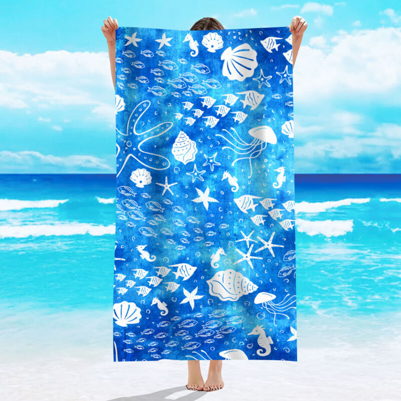 foto del prodotto aiperq asciugamano da spiaggia 70x150 cm, telo da spiaggia in velluto monofacciale, telo da bagno in microfibra, assorbente per il sudore, con