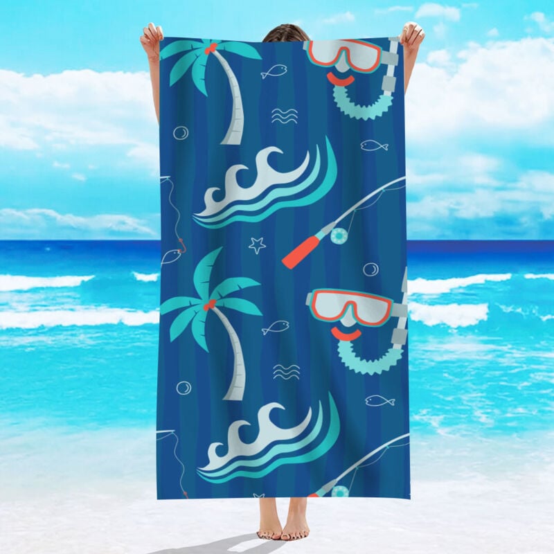 foto del prodotto aiperq asciugamano da spiaggia 70x150 cm, telo da spiaggia in velluto monofacciale, telo da bagno in microfibra, assorbente per il sudore, con