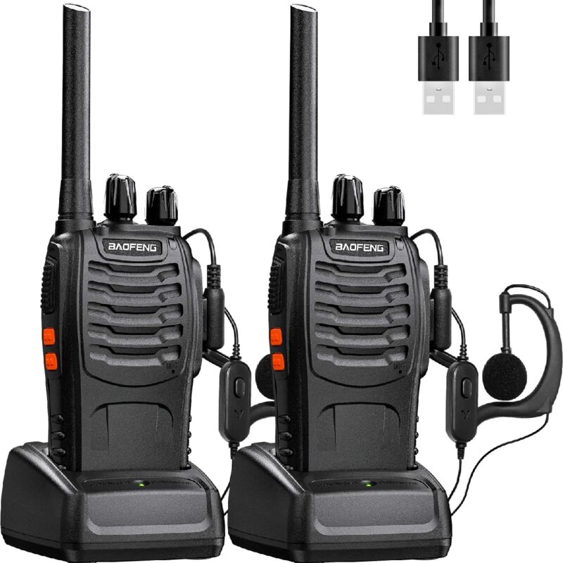 foto del prodotto aiperq baofeng walkie talkie a lungo raggio ricaricabile professionale 16 canali pmr walkie talkie radio, con auricolare, caricabatterie usb,