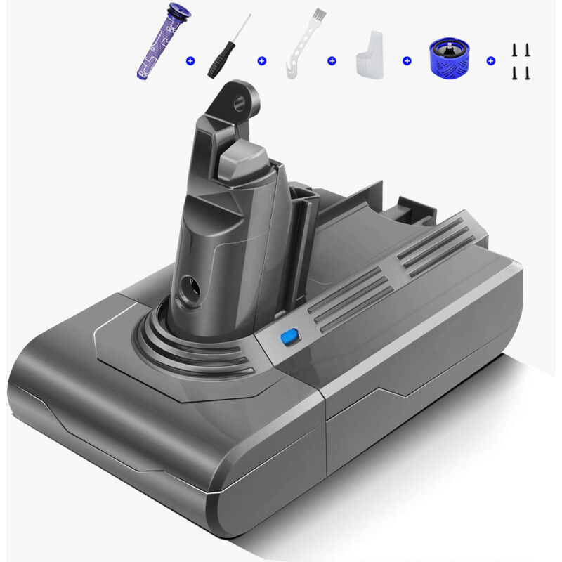 foto del prodotto aiperq batteria da 3000 mah e 21,6 v per dyson v6 dc62 dc58 dc59 dc61 dc72 dc74 sv03 sv06 sv09 con 9 accessori lavabili