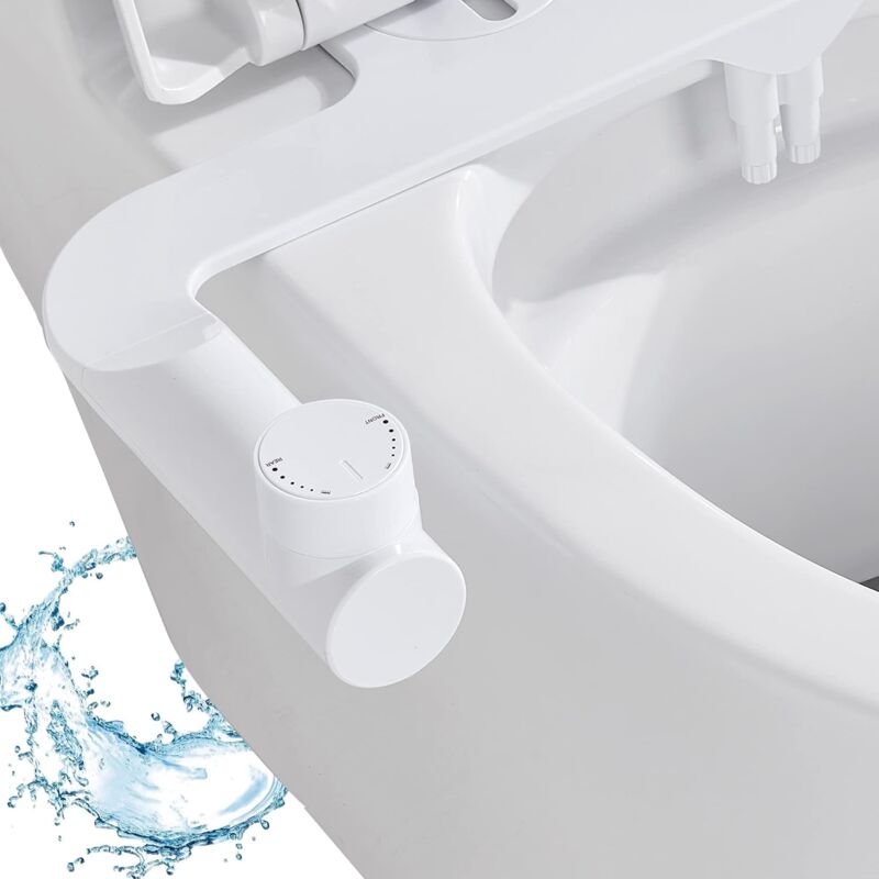 foto del prodotto aiperq bidet wc, kit per sedile wc bidet ultrasottile per bagno, per acqua calda e fredda con doppio ugello autopulente retrattile, pulizia