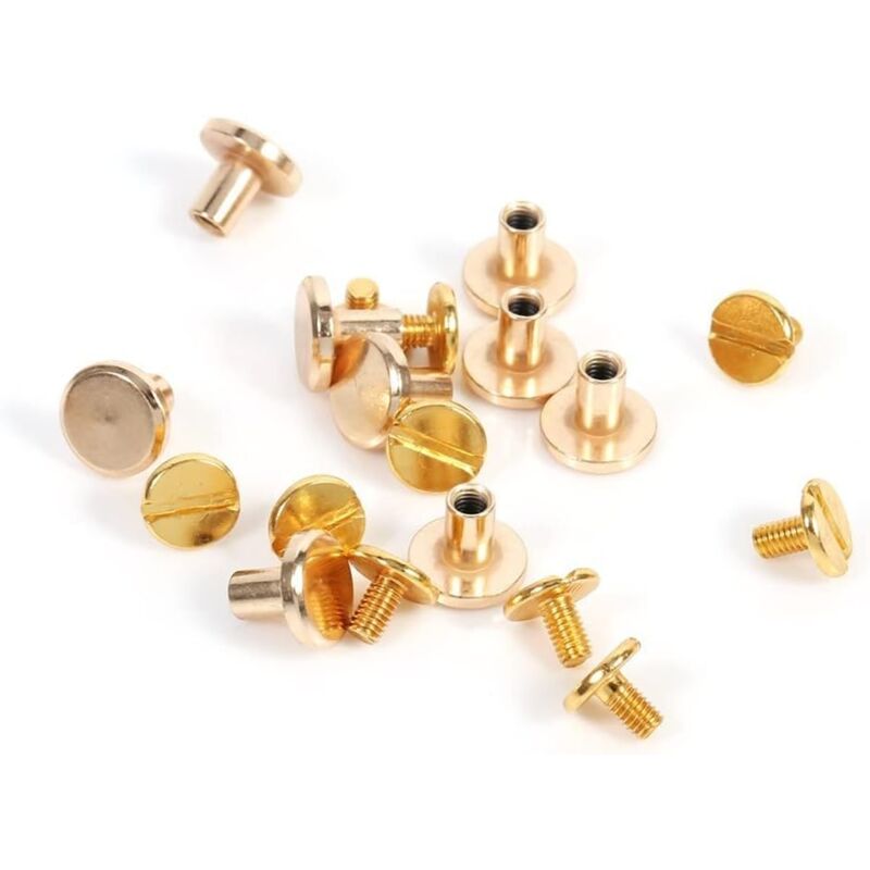 foto del prodotto aiperq bottoni in ottone massiccio viti per borchie rivetti con chiusura a vite rivetti in pelle per borchie per cintura 5 mm 6,5 mm 8 mm 8 mm 