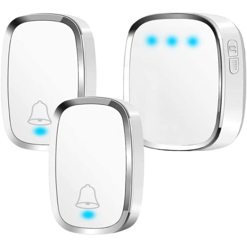 foto del prodotto aiperq campanello wireless impermeabile, campanello esterno con portata di 300 m, 2 trasmettitori e 1 ricevitore, kit campanello wireless con flash