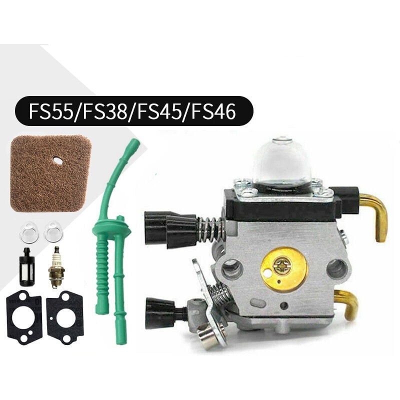 foto del prodotto aiperq carburatore per stihl fs55 fs38 fs55r fs55rc hl45 km55 fs80 fr85 fh75 fs45 fs46 fs74 fs75 hl75 hs70 c1q s63 c1q s69 taglierina motore con