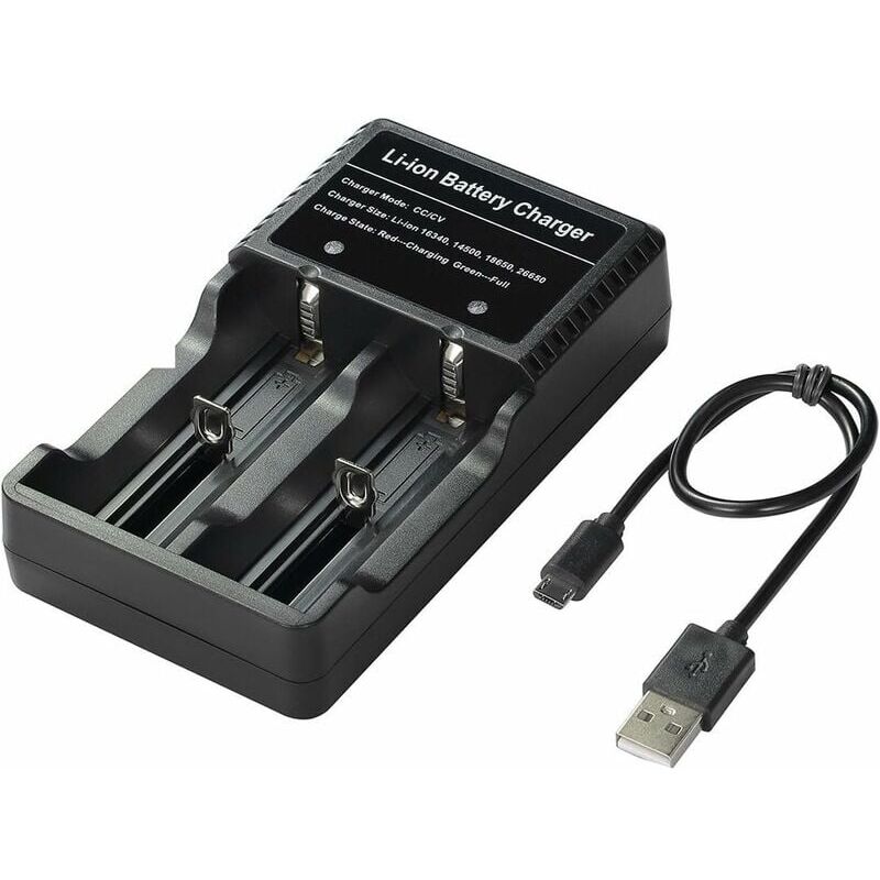 foto del prodotto aiperq carica la tua batteria ovunque caricabatterie per batterie 18650 da 3,7 v 18650 14500 16340 26650, batteria non inclusa lo ron