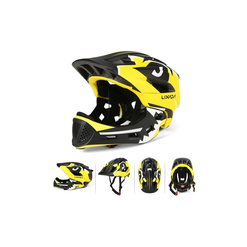 foto del prodotto aiperq casco integrale staccabile per bambini dai 3 ai 12 anni maggiore sicurezza per ciclismo, skateboard e pattinaggio a rotelle, giallo