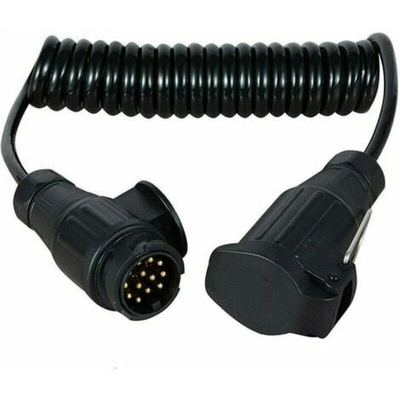 foto del prodotto aiperq cavi di prolunga per rimorchio 3m da 13 pin a 13 pin, spina per cablaggio rimorchio, cavo di prolunga a spirale per roulotte, per veicoli