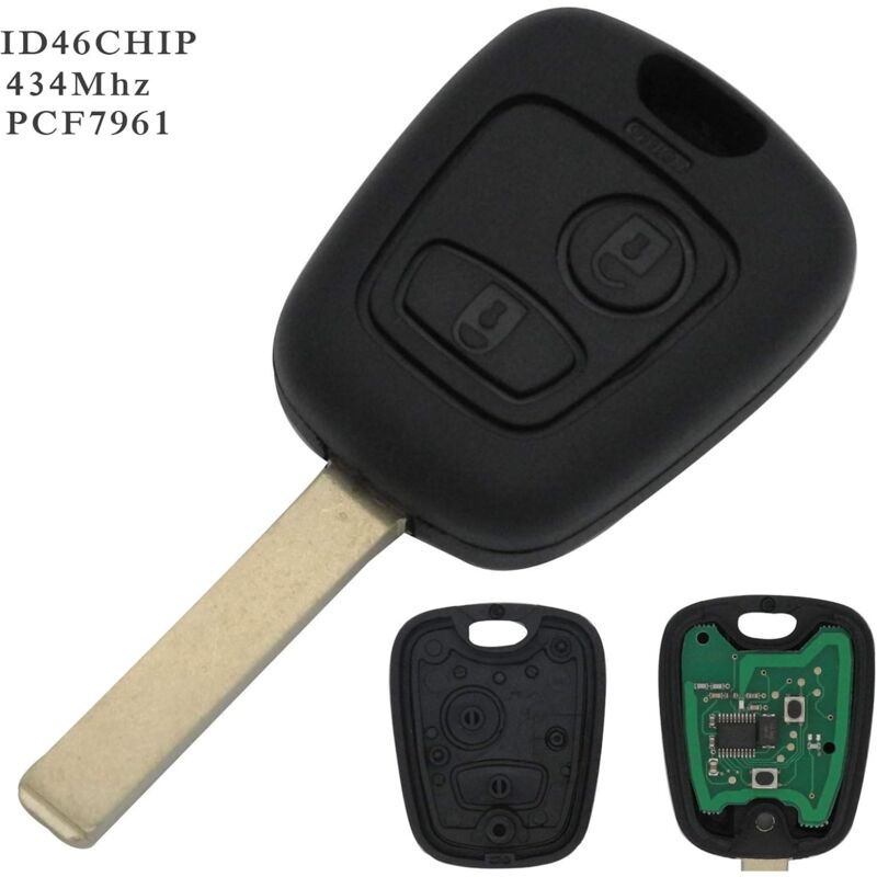 foto del prodotto aiperq chiave completa di elettronica da programmare plip peugeot 107 207 307 407 106 206 306 406 citroen c1 c2 c3 c4 c5 c6 c8 xsara saxo berlingo